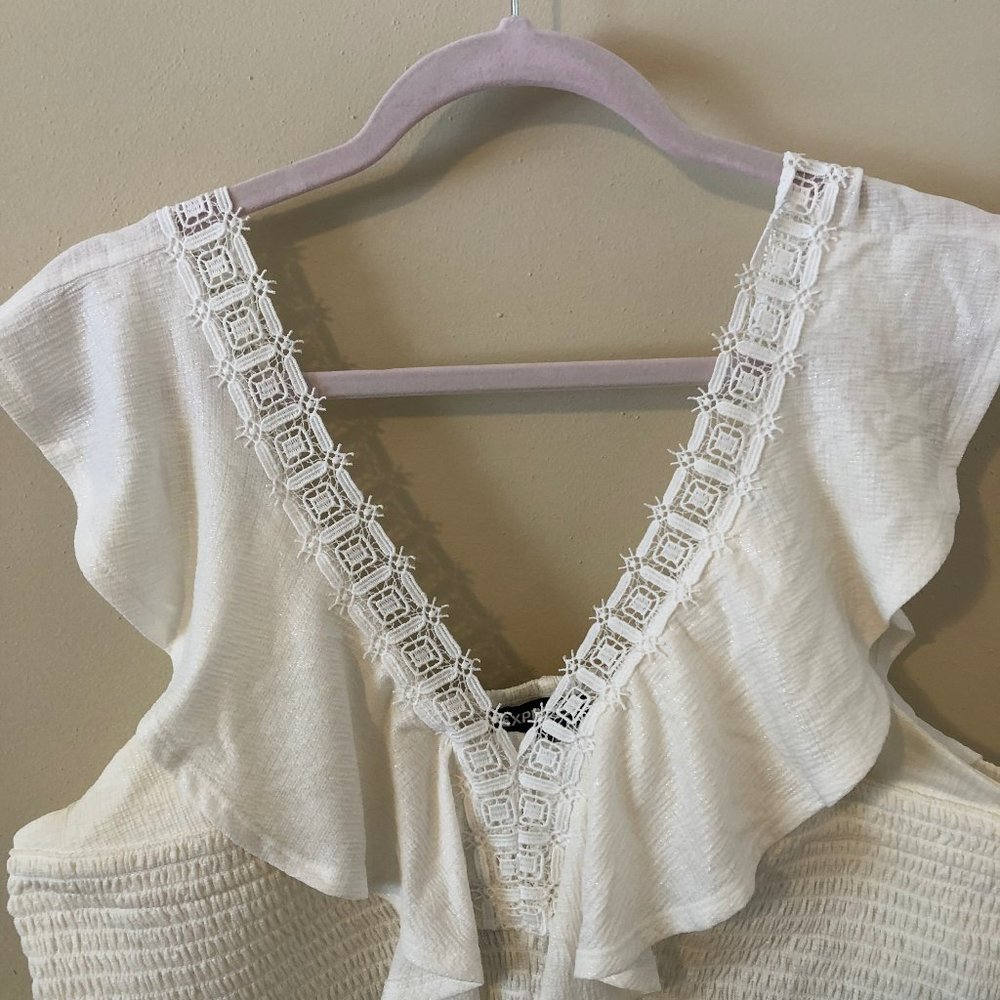 NWT Express Metallic Lace Trim Ruffle Tank - Picture 4 of 5